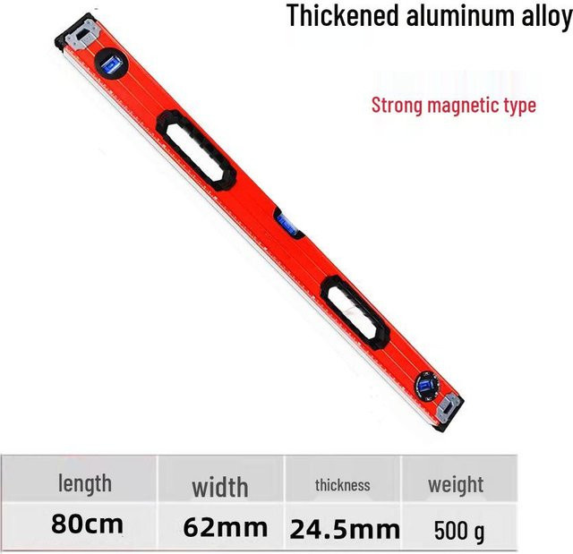 Magnetische Aluminium-Wasserwaage von ElectroCN in Rot, Länge: 100 cm - Bild 1