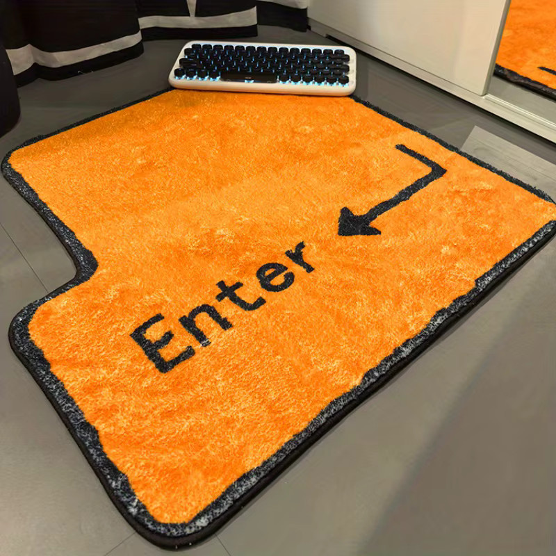 VIKAMA Enter Shape Key Bodenmatte in Orange, moderne Fußmatte für Küche, Badezimmer, Schlafzimmer oder Wohnzimmer, B/T: 80 x 80 cm - Bild 2