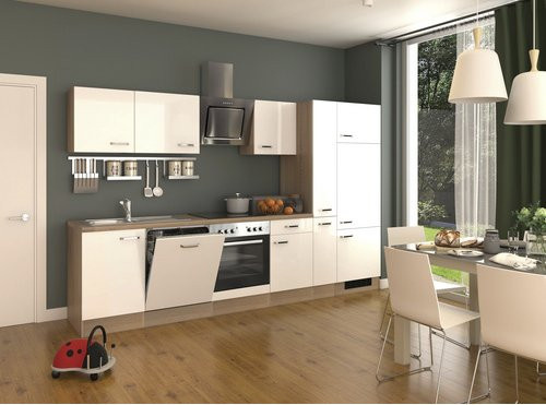 Moderne Küchenzeile Flex-Well VALERO in Weiss mit E-Geräten, Breite: 310 cm - Bild 1