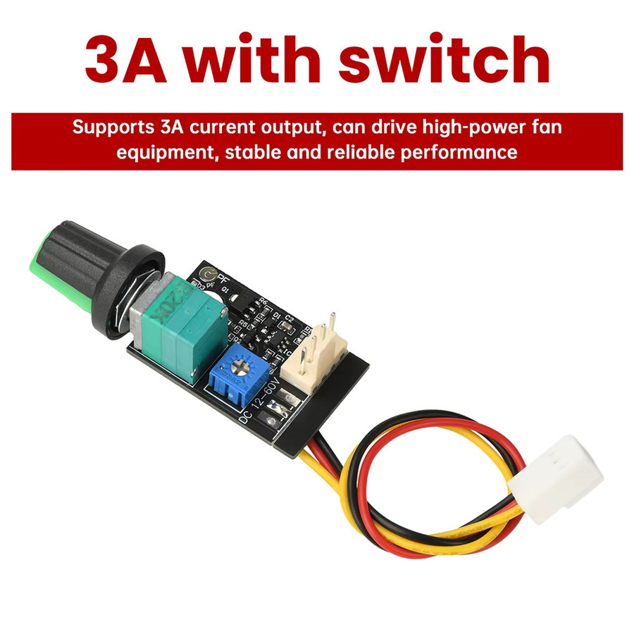 Aideepen 5A PWM DC-Geschwindigkeitsregler mit LED-Dimmerschalter für gebürstete Motoren und 3A 4-Draht-PWM-Lüfter zur Steuerung von Gehäuse- und Server-Lüftern - Bild 2