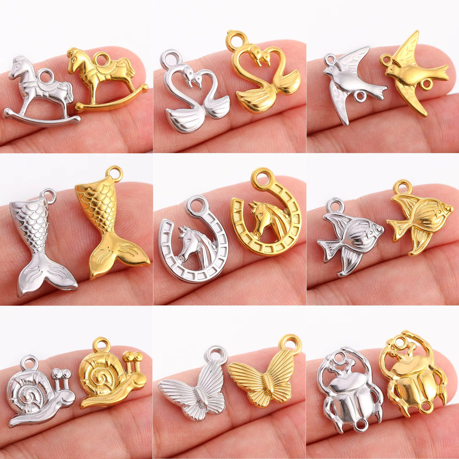 DOOYIO Anhänger, Edelstahl, Fischschwanz, Schnecke, Hufeisen, Skarabäus, Käfer, Schmetterling, Unisex - Bild 2