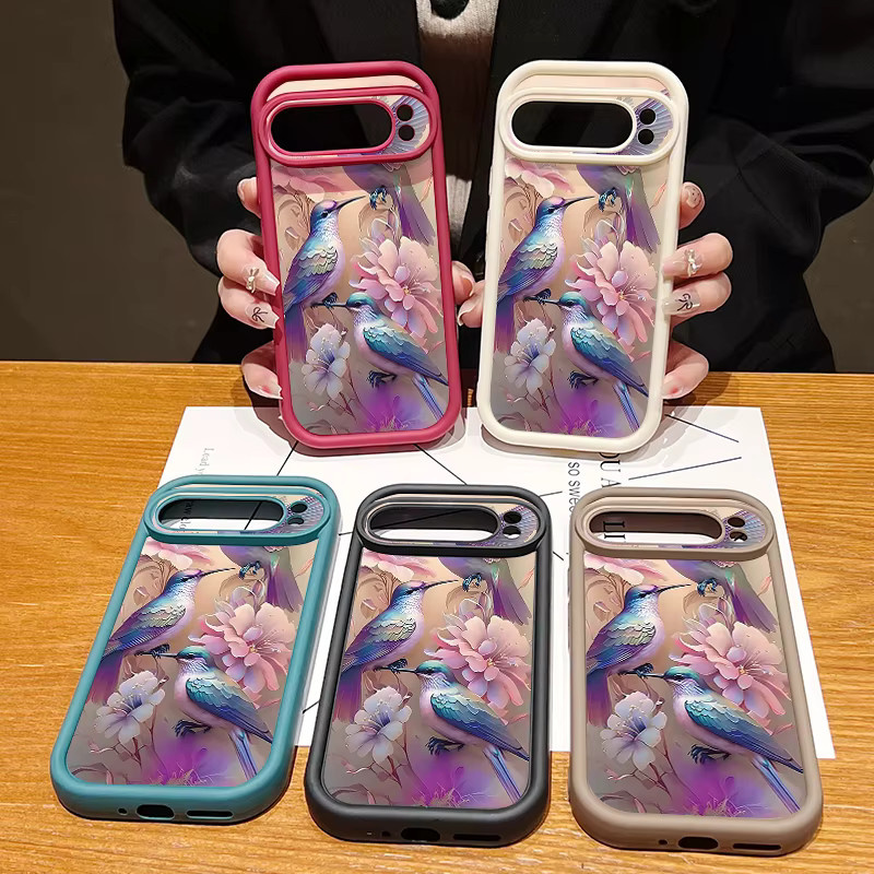 Stoßfeste Silikon-Handyhülle mit Vogel- und Blumenmuster für Google Pixel 10 9 Pro XL 9 8 Pro 7 in Blau und Multicolour - Bild 2