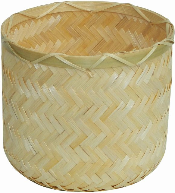 Moderner Pflanztopf aus Bambus in Natur und Beige, Durchmesser: 18 cm, Höhe: 16 cm - Bild 1