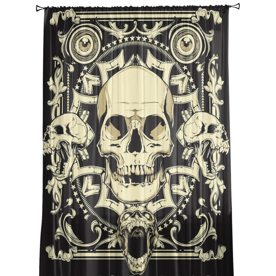 Terror Skull Voile Gardine von Yiran Furniture, transparent, B: 135 cm, H: 185 cm - Bild 3