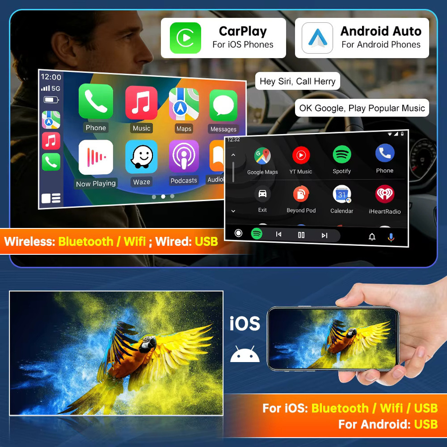 Road Top Wireless Carplay Decoder Interface für Audi C6 A6 4f und Q7 4L mit MMI 3G, AirPlay und Mirror Link, Schwarz - Bild 2
