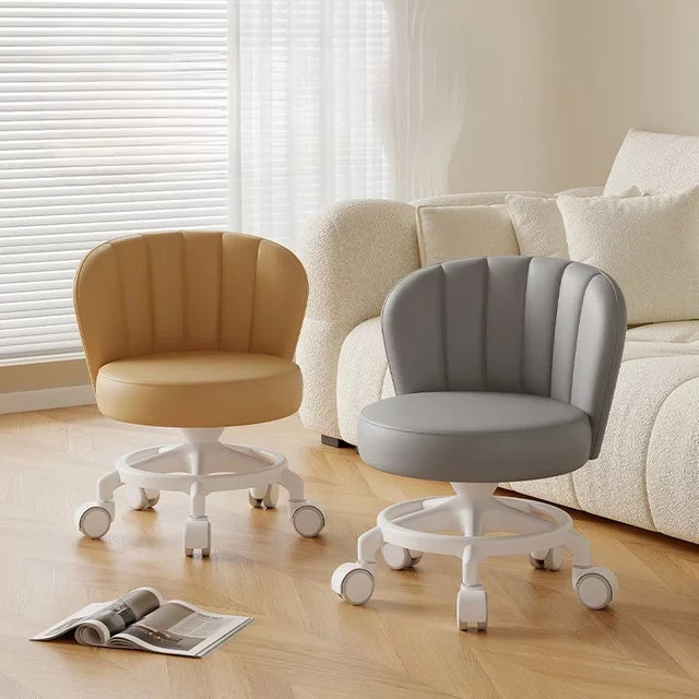 LIUSHADUOLA Rollhocker im skandinavischen Design mit Rückenlehne, Beige, Matt - Bild 1