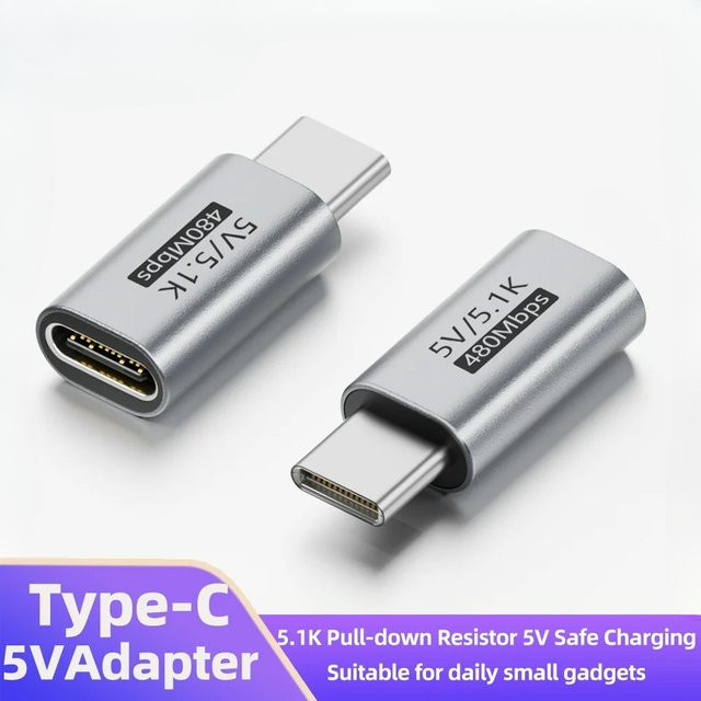 BSN USB-C 5.1K Ladeadapter mit 5-V-Überspannungsschutz aus Aluminiumlegierung in Silber - Bild 1