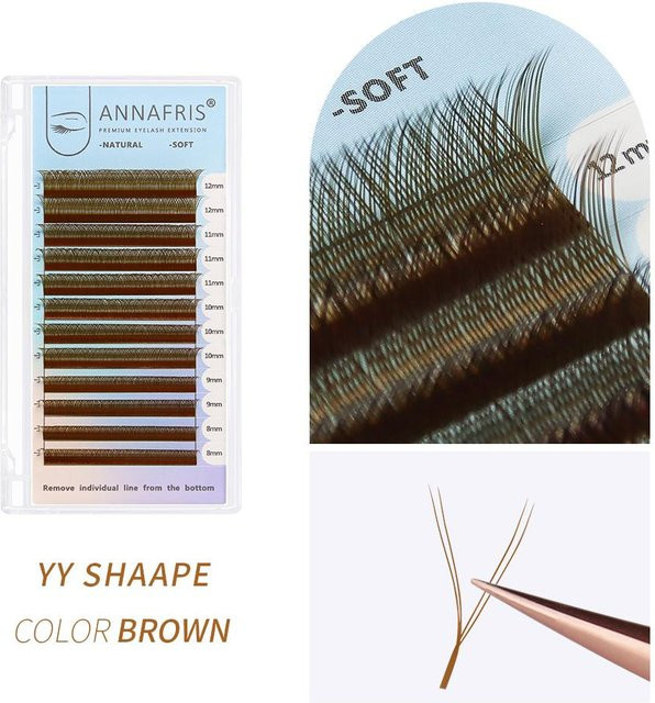 ANNAFRIS C/D Curl YY Lashes Einzelwimpern, braun, 8-15mm Mix - Bild 1