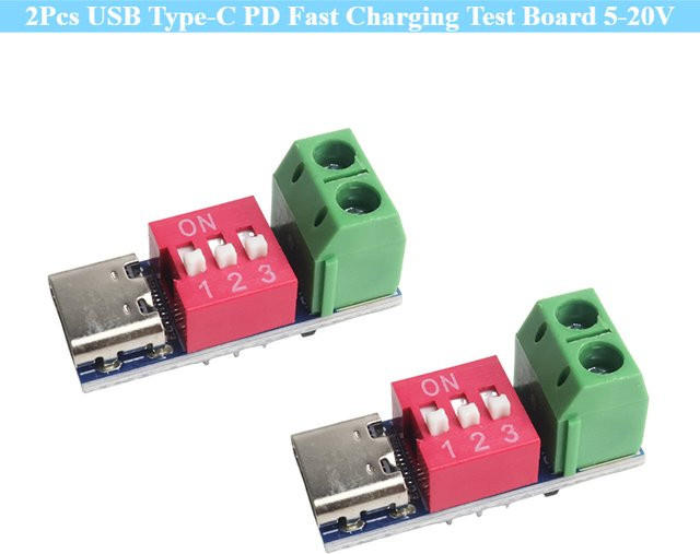 2er-Set USB Typ-C PD Schnelllade-Testboard mit einstellbarer Spannung 5-20V und 100W PD Trigger Modul in Multicolor - Bild 1