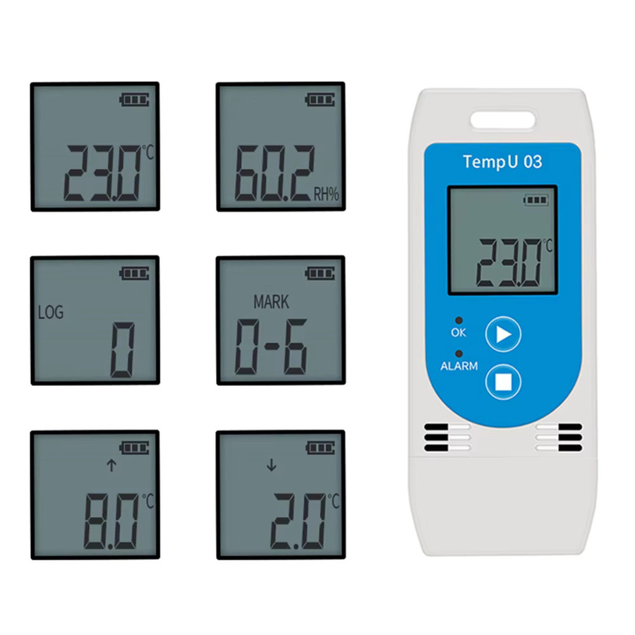 JUANJUAN USB-Temperatur-Datenlogger Thermometer in Weiß mit 32.000 Punkten Kapazität und automatischem CSV- und PDF-Export für den Kaltkettentransport im Labor - Bild 2