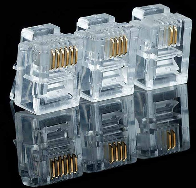 OULLX RJ11 Modular Stecker Set in Transparent mit vergoldeten Kristall Köpfen für Telefon und Internet - Bild 1