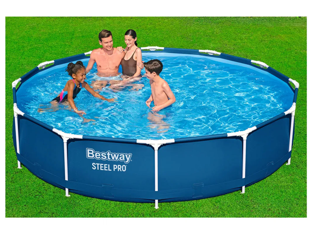 Bestway Steel Pro Pool-Set in Blau mit Filterpumpe und Reparaturset, runder Frame-Pool, Durchmesser: 366 cm, Höhe: 76 cm - Bild 3