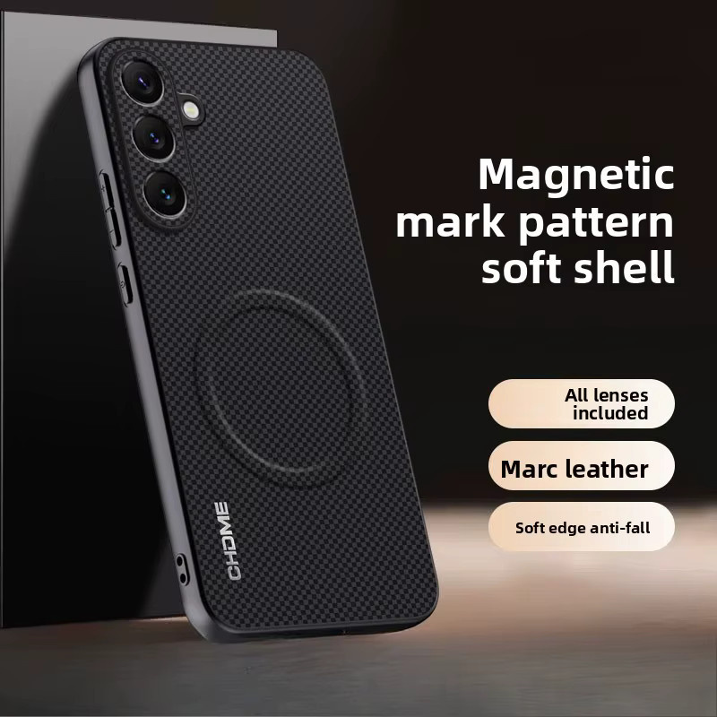 Magnetische Business Luxus-Markenmuster Schutzhülle für Samsung Galaxy S26 Ultra S25 S24 S23 FE Plus A57 A37 A27 A17 in Braun mit MagSafe Kompatibilität - Bild 1