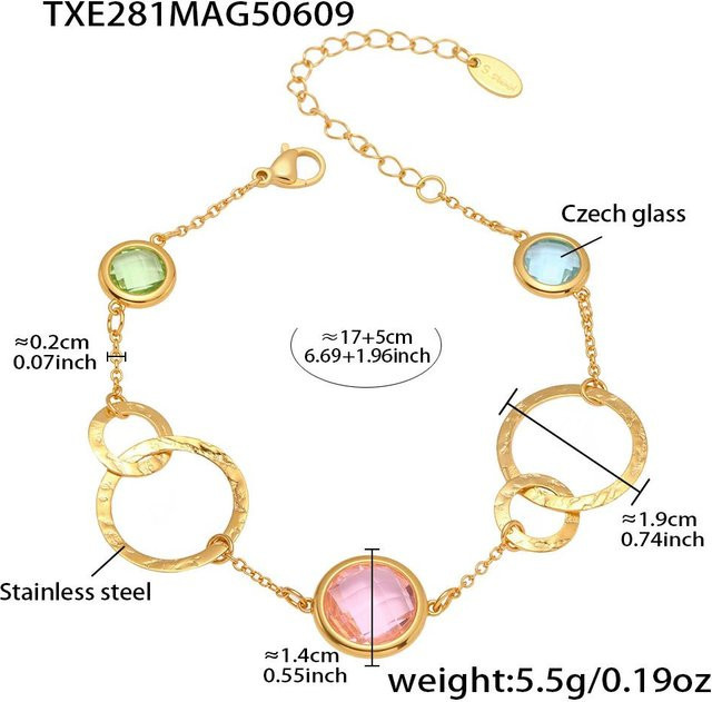 Lucky Star Jewelry Kettenarmband Edelstahl, Kristall, Zirkonia, Damen, Gold - Bild 1