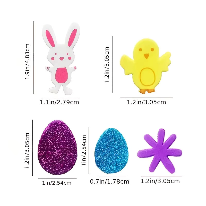 100-teiliges Oster-Aufkleber-Set aus Schaumstoff in Multicolour mit Eier-, Häschen-, Küken- und Blumendesigns für Bastelarbeiten und Party-Dekorationen - Bild 2