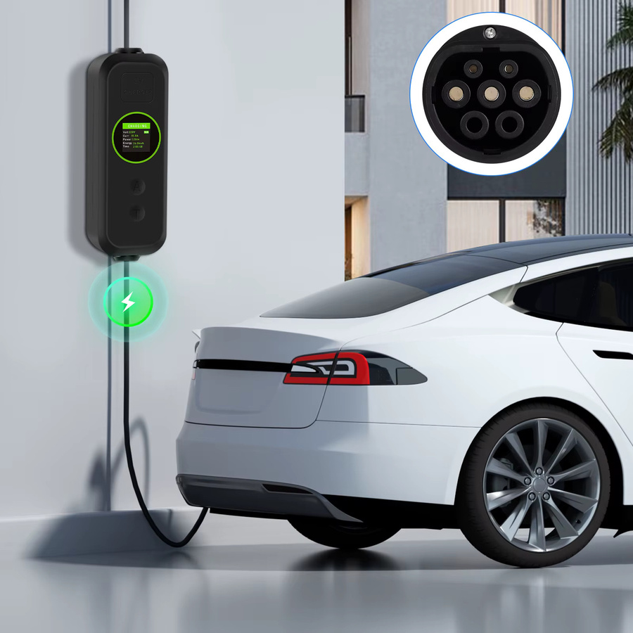 Podofo Tragbares EV Ladegerät Typ 2 mit 5m Kabellänge, 16A, 3,5KW, IP65 wasserdichtes Elektroauto-Ladekabel für Elektrofahrzeuge - Bild 3