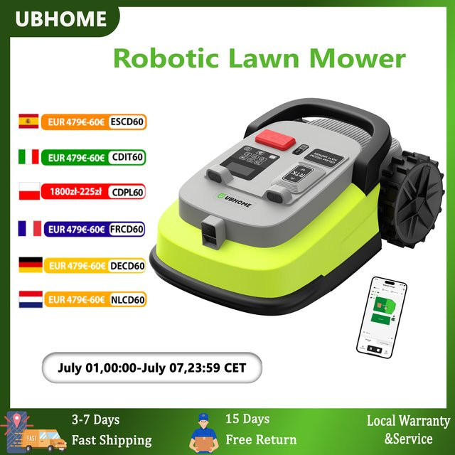 UBHOME M10 Roboter-Rasenmäher mit RTK+AI Vision und App-Steuerung, kabellos für bis zu 1000 m2 - Bild 1
