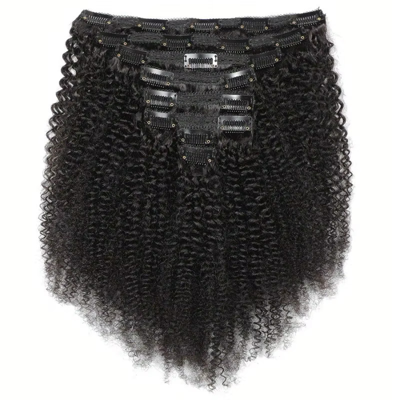 Newmi Clip-in Haarverlängerungen Echthaar, 8 Stück, 110g, Naturschwarz - Bild 5
