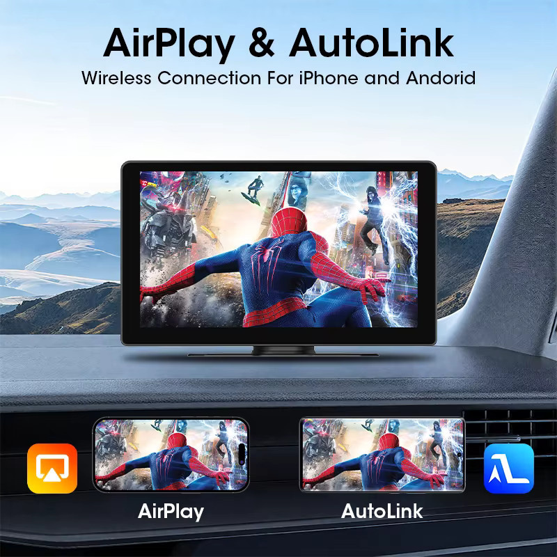 Jansite Tragbares kabelloses Carplay und Android Auto Navigationsgerät mit Bluetooth und GPS in Schwarz (7 bis 10,1 Zoll) - Bild 6