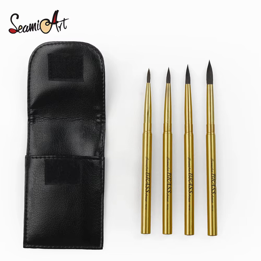 Semi Art Aquarellfarben Set mit Messing-Kurzgriff und PU-Tasche, 4 Teile - Bild 2
