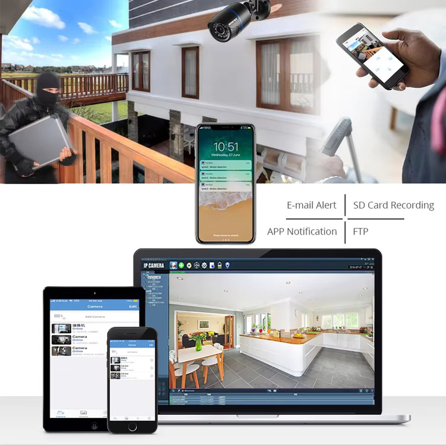 TPTEK IP-WLAN Sicherheitskamera mit 4MP Full HD Videoüberwachung in Schwarz - Bild 3