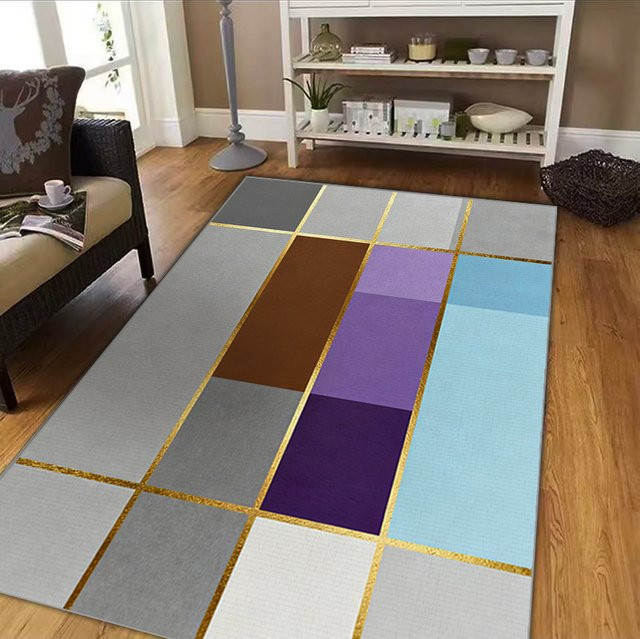 VIKAMA Luxus-Kristallteppich mit geometrischem Design, modern und rutschfest, mehrfarbig, rechteckig - Bild 1