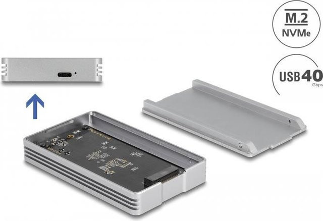 Delock M.2 NVMe Speichergehäuse für Thunderbolt 3, Thunderbolt 4 und USB4 in Silber (42018) - Bild 1