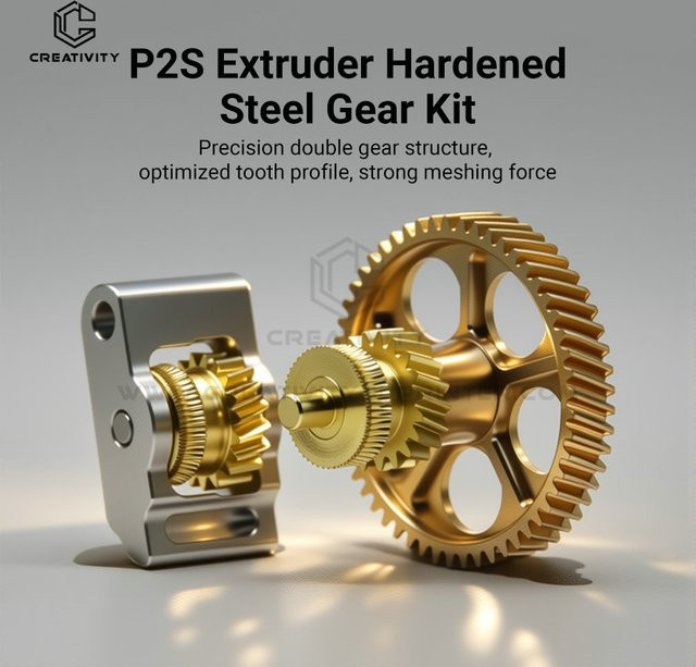 Bambu Lab P2S Extruder-Getriebeset aus gehärtetem Stahl in Gold für FDM 3D-Druckköpfe - Bild 1