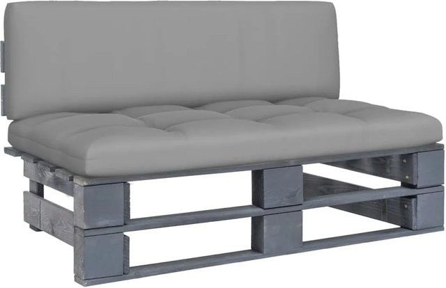 vidaXL Outdoor-Mittelsofa aus imprägniertem Kiefernholz mit Polsterkissen in Grau - Bild 1