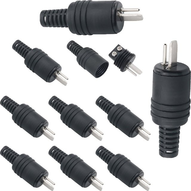 FRHY 10er Set DIN Lautsprecher Stecker 2-Pin Solder Typ in Schwarz für HiFi Audio Kabel und Verstärker Systeme - Bild 1
