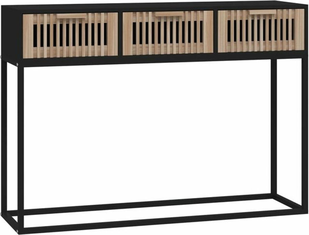 vidaxl Konsolentisch in Schwarz im Industrial Design aus Kiefer und Metall, B/T/H: 105 x 30 x 75 cm - Bild 1