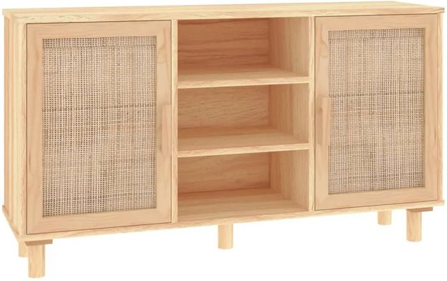 vidaXL Sideboard aus massivem Kiefernholz und Natur-Rattan in Braun B/T/H: 105 x 30 x 60 cm - Bild 1