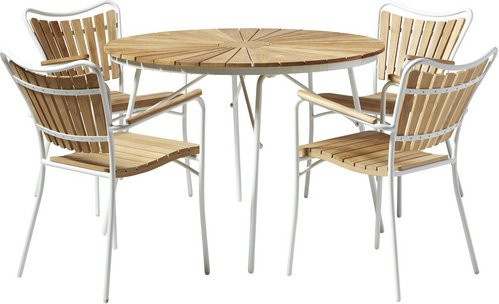 Cinas Gartenmöbelset aus Teakholz und Aluminium in Weiss für 4 Sitzplätze - Bild 1