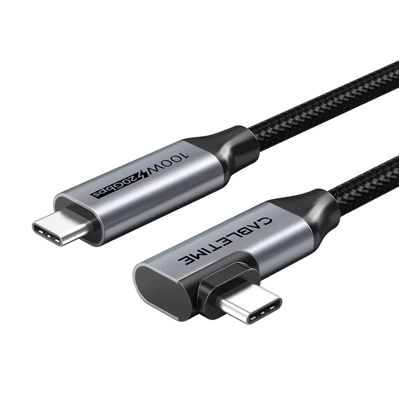 CABLETIME USB-C Kabel Gen 2 mit 20Gbps Datenübertragung, 90-Grad-Winkel, PD100W Schnellladefunktion und 4K 60Hz Videoübertragung für iPhone, Macbook Pro und iPad - Bild 6
