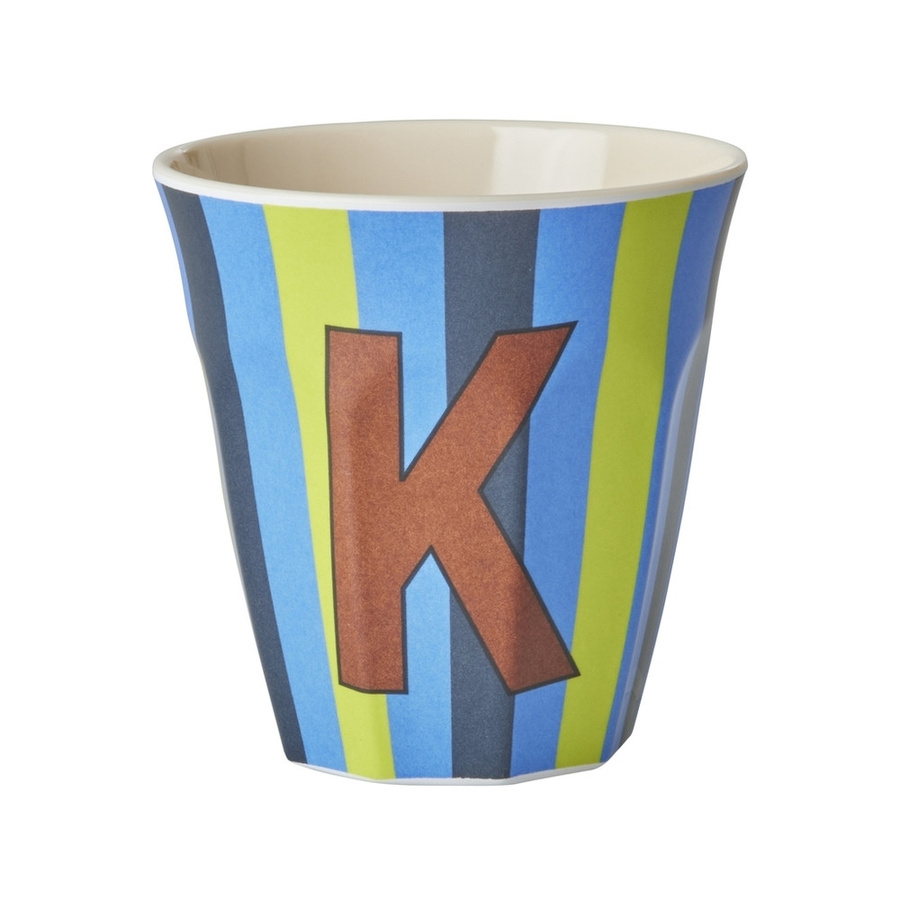 Rice Melamin Becher Buchstabe K mit Streifen in Blau 250ml - Bild 1