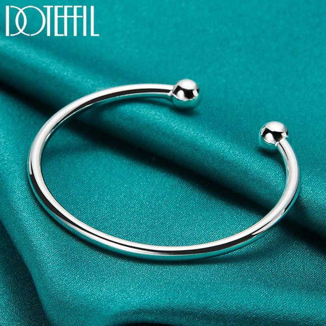 Doteffil Armreif 925 Silber, glatt, Damen - Bild 1