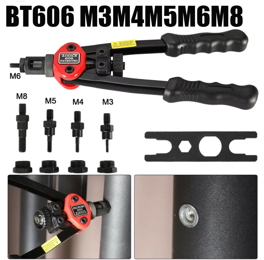 JORPETS Nietwerkzeug Set mit 175 Stück Nietmuttern und manueller Nietpistole BT606 für M3 M4 M5 M6 M8 Handgewinde - Bild 4
