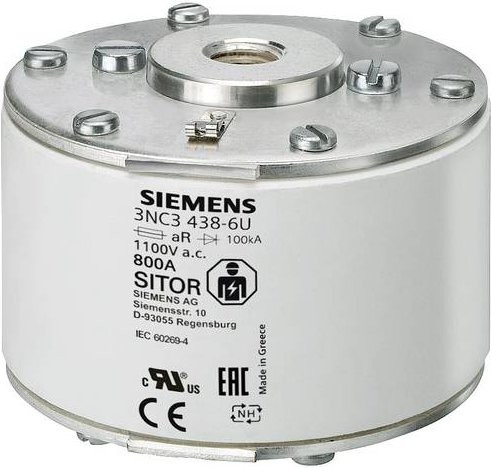 Siemens Sicherungseinsatz 3NC33406U, 3er-Set, Weiß, 900A, 1000V, Größe 3 - Bild 1
