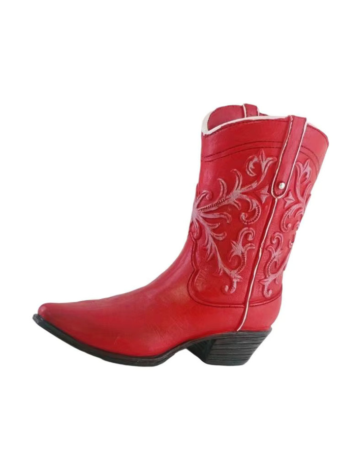 MagiDeal Vintage Cowgirl Stiefelvase aus Kunstharz in Pink und Rot für Tischdekoration - Bild 4