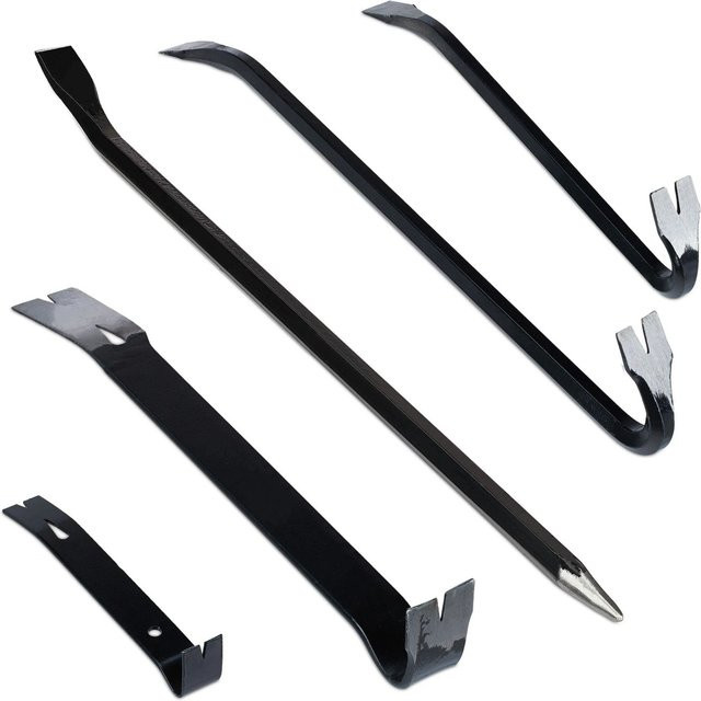 Relaxdays Brecheisen Set aus Stahl in Schwarz, 5-teilig, Höhe: 58 cm, Breite: 2 cm, Gewicht: 2,5 kg - Bild 1