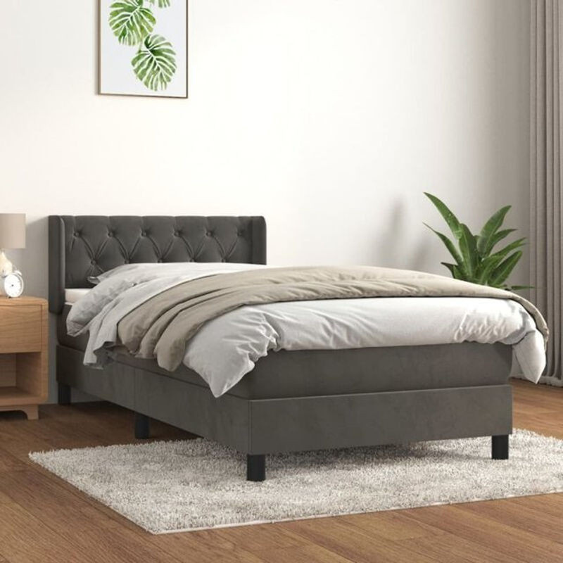 Vidaxl Boxspringbett mit Matratze aus Samt in Anthrazit, B/T/H: 80 x 200 x 83 cm - Bild 1