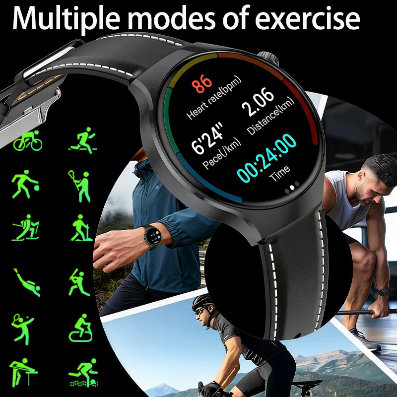 paazomu Smartwatch, 1,7 Zoll, Schwarz, Silikon, Edelstahl - Bild 5
