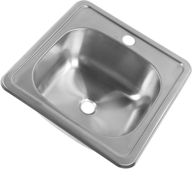 Aimo Edelstahl Spüle für Wohnmobil und Camping, quadratisch, Silber, B/T/H: 38 x 38 x 1,5 cm - Bild 1