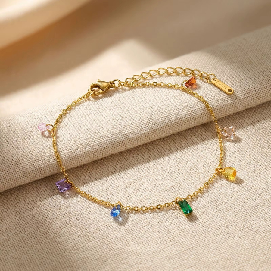Meaeguet Fußkettchen Edelstahl, Bunt, Zirkonia, Damen - Bild 3