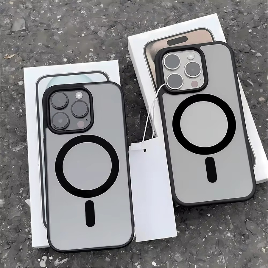 Transparente magnetische Schutzhülle für iPhone 11 bis iPhone 17 Pro Max in Schwarz mit Unterstützung für kabelloses Laden - Bild 2