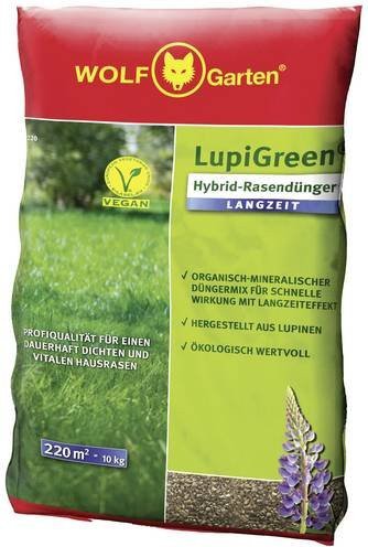 WOLF-Garten LupiGreen Hybrid Langzeit-Rasendünger Granulat, 10 kg, rot - Bild 1