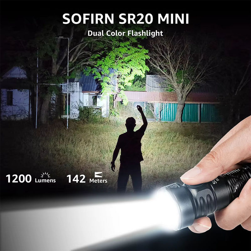Sofirn SR20 MINI LED Taschenlampe mit 1200 lm, weißem und rotem Licht, IP68 wasserdicht, für Camping, Jagd und Notfälle - Bild 2