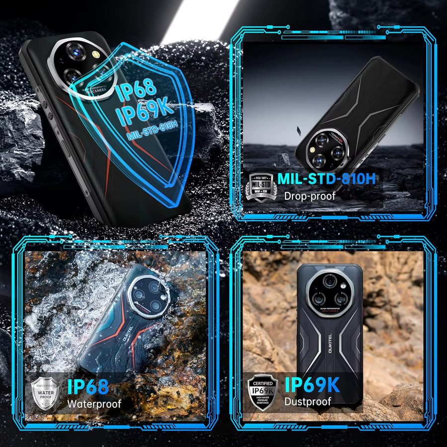 Oukitel WP55 5G Robustes Outdoor-Smartphone mit 256 GB Speicher, 11000mAh Akku, 6,6 Zoll FHD+ 120Hz Display und 108MP Kamera, Android 15, IP68 IP69K MIL-STD-810H wasserdicht und stoßfest - Bild 4