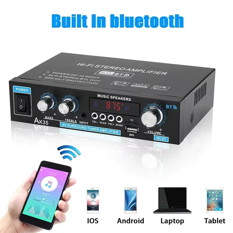 luxuglow AK35 2-Kanal Mini HIFI Digital-Verstärker mit Bluetooth 5.0 und 800W in Schwarz - Bild 3