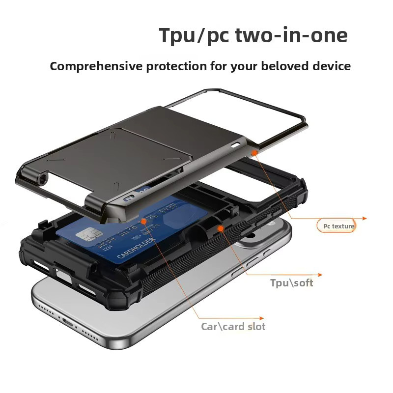 szHAIyu Brieftasche Handyhülle mit Kartensteckplatz und hartem PC-Schutz für iPhone 11 bis iPhone 17 Pro Max in Schwarz oder Blau - Bild 4